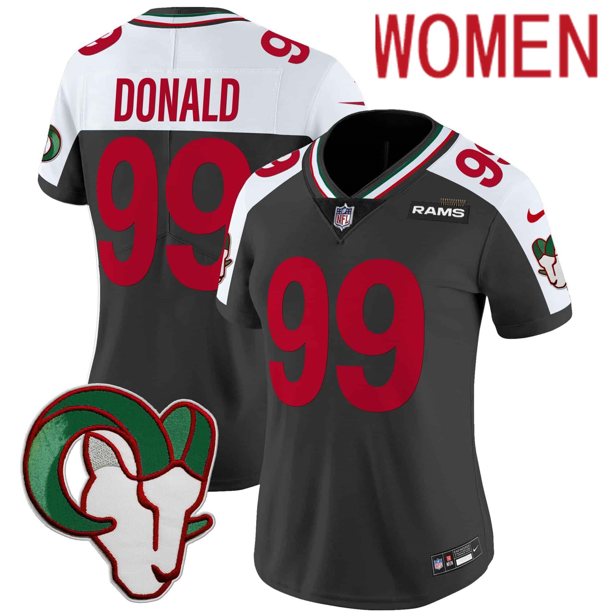 Women Los Angeles Rams 99 Donald Black 2024 Nike Mexico Vapor Limited NFL Jersey style 1